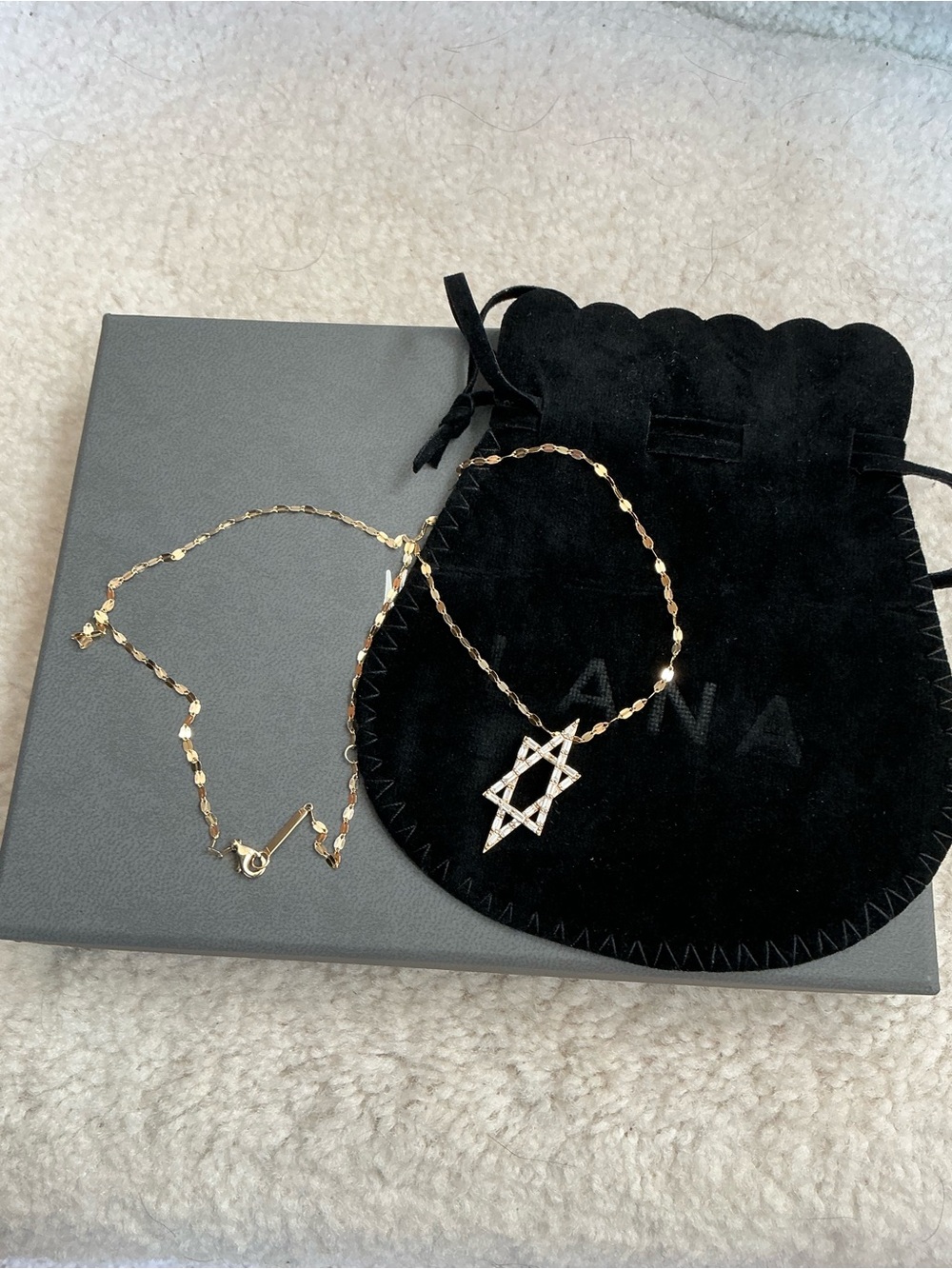 BRAND NEW STUNNING LANA JEWELRY 14K BAGUETTE DIAMOND STAR OF DAVID NECKLACE